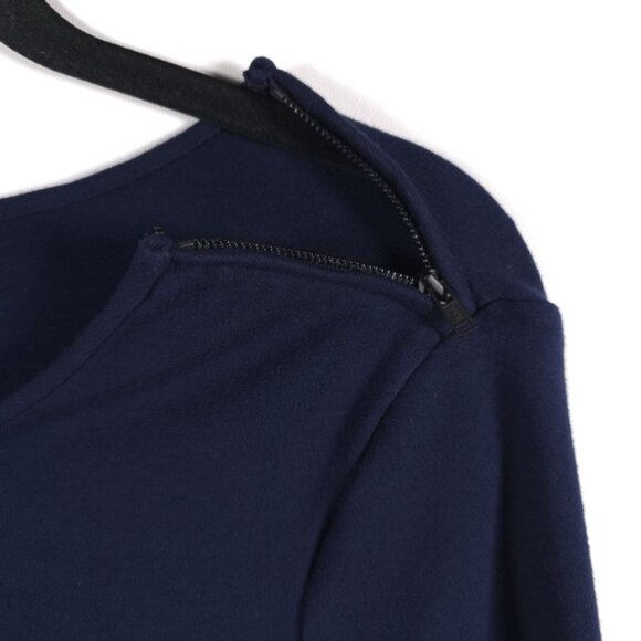 Theory Mini‎ Dress “MIMI Q” Navy Quilted Stretch Jersey Long Sleeve MEDIUM - Picture 7 of 9